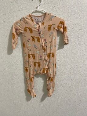 American Farm Company Cow-Print Footed One-Piece Bamboo Zipper Pajamas